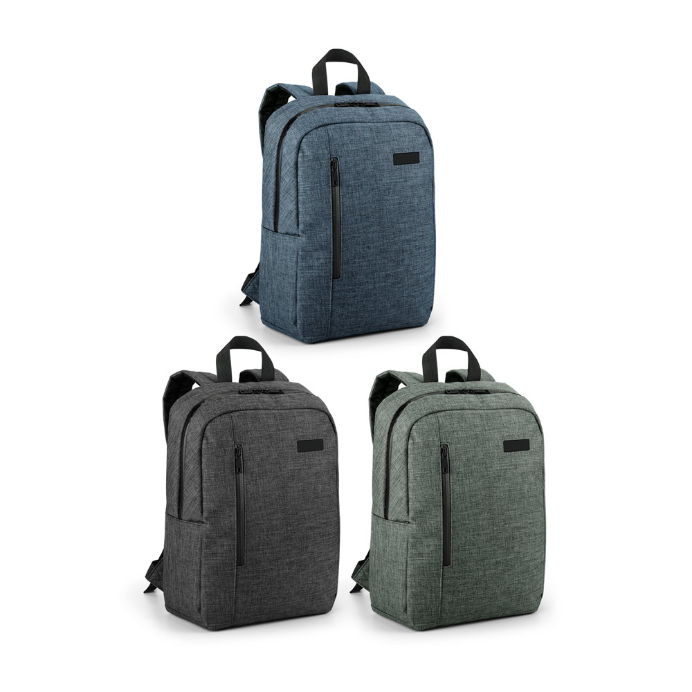 SPBrindes Corporativos - SHADES PLATE. Mochila para notebook (14'') em 600D de alta densidade com placa para personalização (