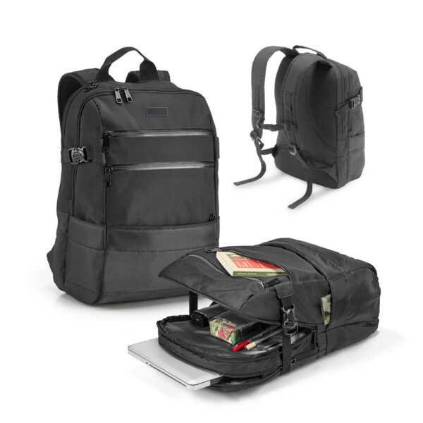 ZIPPERS PLATE. Mochila para notebook (15'6'') em 840D jacquard co SPBrindes Corporativos - ZIPPERS PLATE. Mochila para notebook (15'6'') em 840D jacquard com dois compartimentos forrados (25