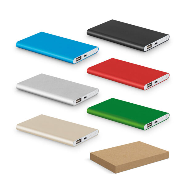 SPBrindes Corporativos - COULOMB 4'0. Bateria portátil slim em alumínio 100% reciclado (4'000 mAh)