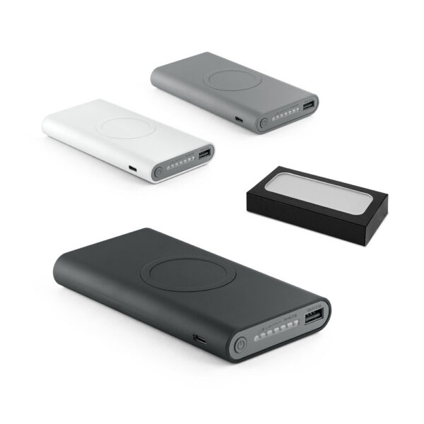 SPBrindes Corporativos - ALDRIN X. Bateria portátil por indução super-rápido em ABS (10 000 mAh)