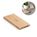 SPBrindes Corporativos - FITCH ECO. Bateria portátil com carregador por indução (wireless) super-rápido em bambu (5'000 mAh)