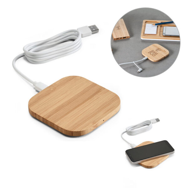 ECOPOWER. Carregador por indução super-rápido em bambu (15W) | SP SPBrindes Corporativos - ECOPOWER. Carregador por indução super-rápido em bambu (15W)