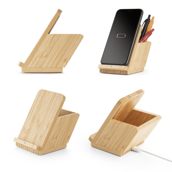 LEAVITT II. Carregador por indução super-rápido em bambu (15W) | SPBrindes Corporativos - LEAVITT II. Carregador por indução super-rápido em bambu (15W)