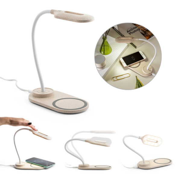 SPBrindes Corporativos - LEZZO. Luminária de mesa com carregador por indução super-rápido (15W)