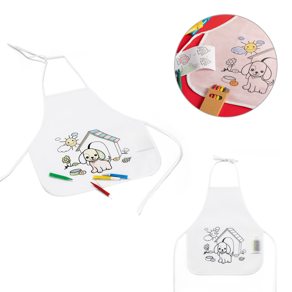 SPBrindes Corporativos - GUSTEAU. Avental de criança para colorir em non-woven (80 g/m²)