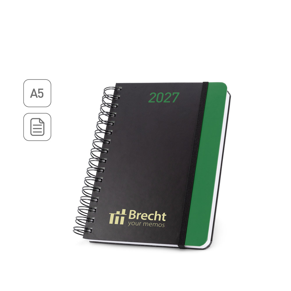 SPBrindes Corporativos - BRECHT A5. Agenda A5 em papel 100% reciclado e acabamento mate
