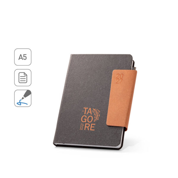 SPBrindes Corporativos - TAGORE A5. Agenda A5 em pele (58% reciclada)