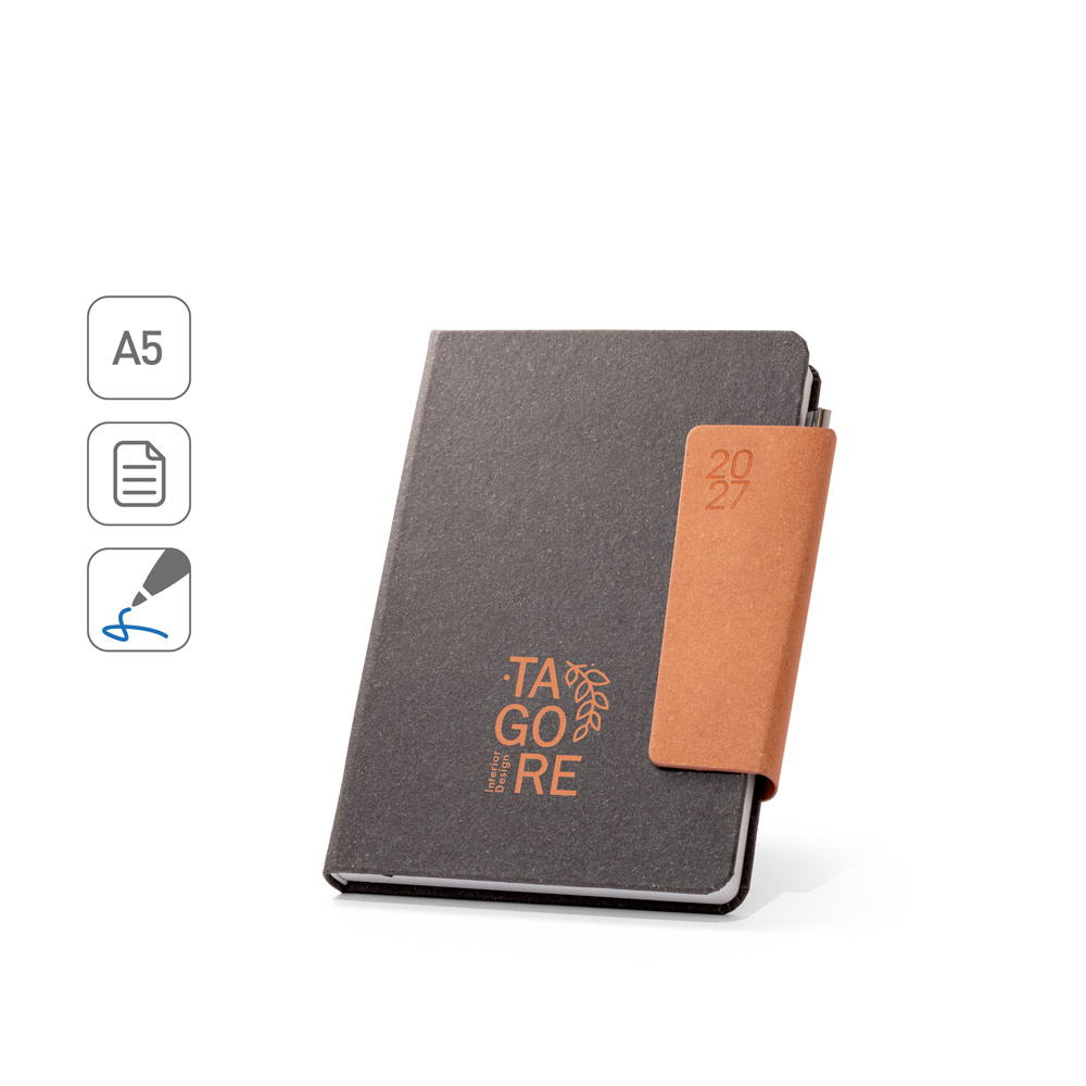 SPBrindes Corporativos - TAGORE A5. Agenda A5 em pele (58% reciclada)