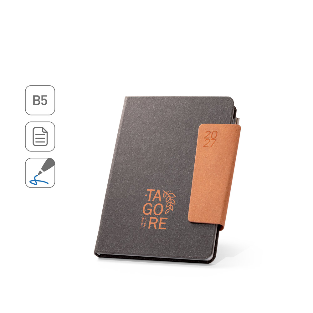 SPBrindes Corporativos - TAGORE B5. Agenda B5 em pele reciclada