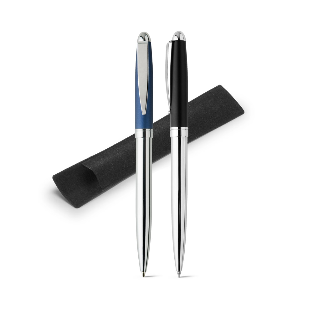 SPBrindes Corporativos - PLATA. Caneta esferográfica em inox e escrita em azul