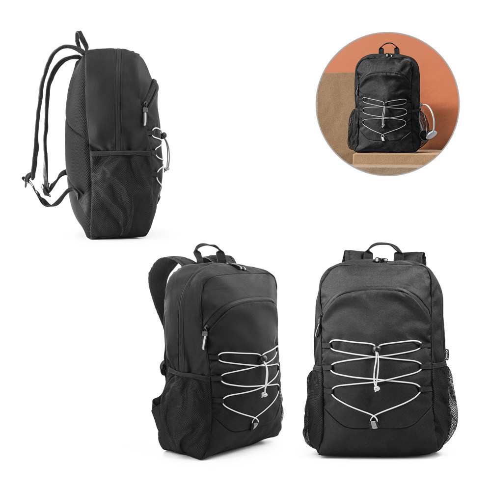 SPBrindes Corporativos - DELFOS BACKPACK. Mochila para notebook (15'6") em poliéster reciclado 300D e poliéster reciclado 600