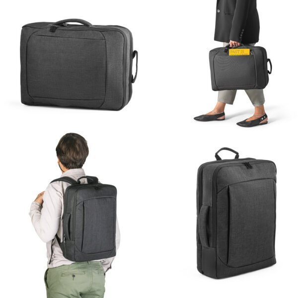 SPBrindes Corporativos - ALEXANDRIA. Mochila 2 em 1 para notebook (15'6") em 600D (14 L)