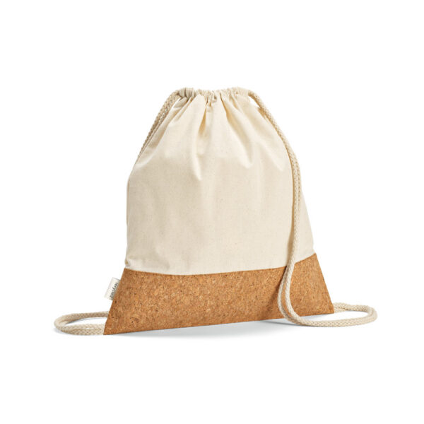 SPBrindes Corporativos - MANAUS BPACK. Sacola tipo mochila em 70% algodão reciclado e 30% poliéster reciclado (180g/m²) com b