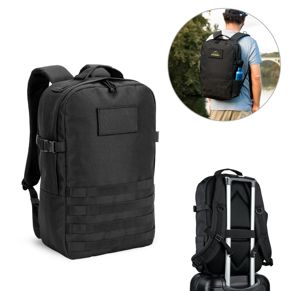 SPBrindes Corporativos - EDINBURGH BPACK. Mochila estilo militar em poliéster reciclado 600D de alta densidade