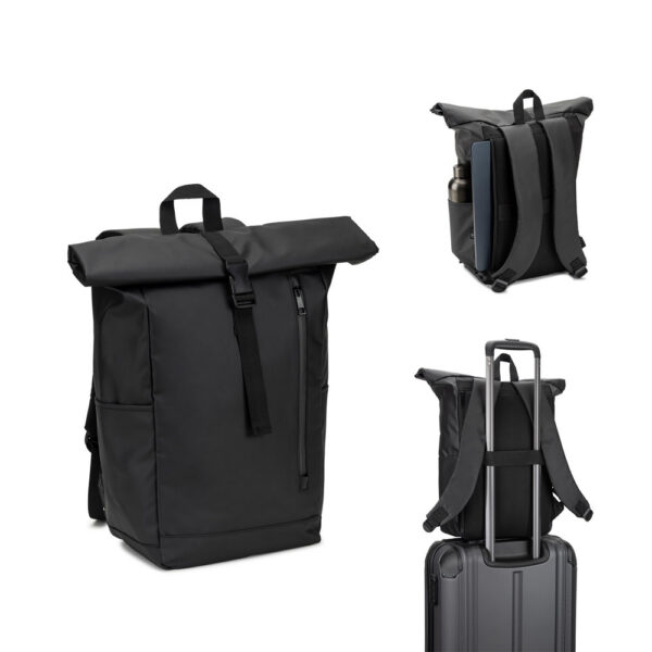 OSASCO BPACK. Mochila "Roll top" (14") em poliéster reciclado 600 SPBrindes Corporativos - OSASCO BPACK. Mochila "Roll top" (14") em poliéster reciclado 600D de alta densidade com revestiment
