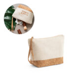 SPBrindes Corporativos - BLANCHETT. Bolsa de cosméticos 100% de algodão (280 g/m²) com detalhes em cortiça