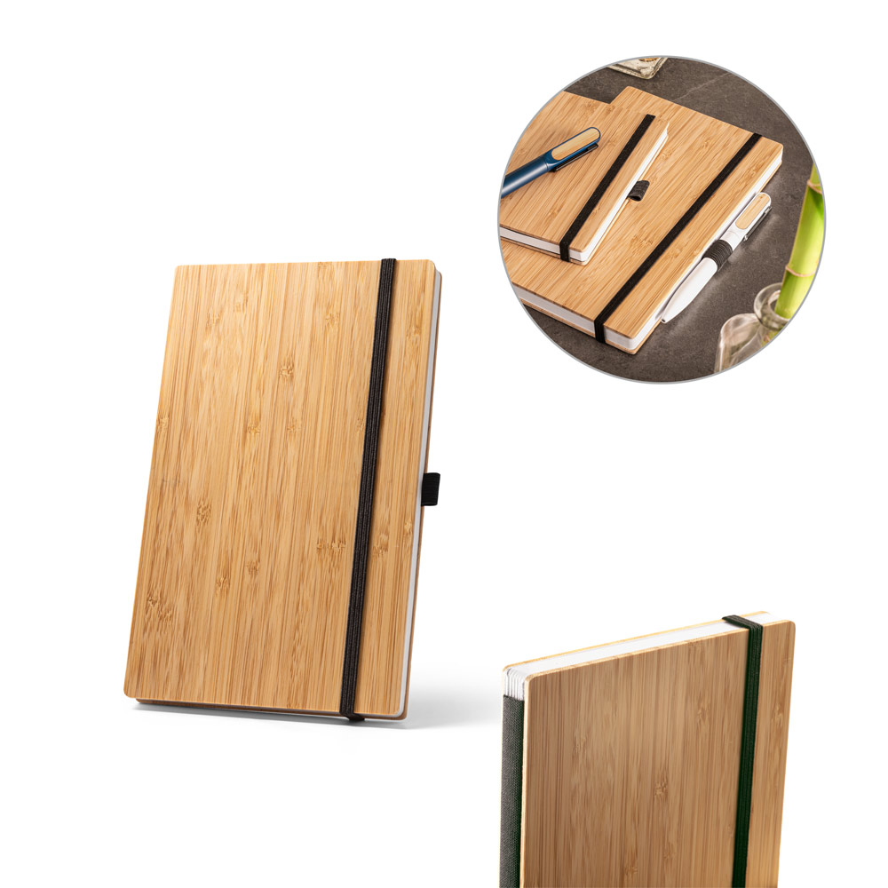 SPBrindes Corporativos - BUARQUE POCKET. Caderno de bolso com capa e contracapa em placa de bambu e lombada em poliéster 100%