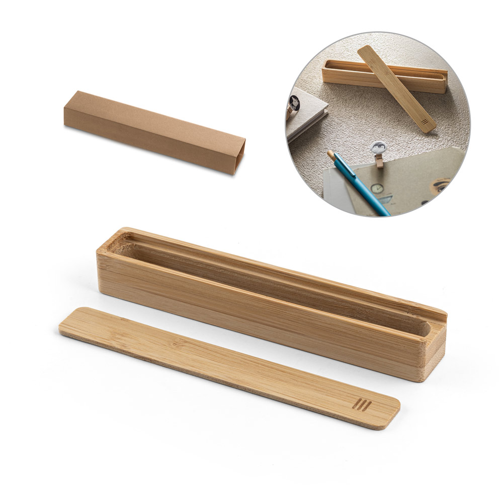 SPBrindes Corporativos - BAMBOX. Estojo em bambu natural para 1 caneta esferográfica
