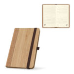 SPBrindes Corporativos - ORWELL POCKET. Caderno de bolso de capa dura em folha de bambu e cortiça com páginas pautadas recicl