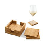 SPBrindes Corporativos - GAUTHIER. Conjunto de 4 porta copos em bambu