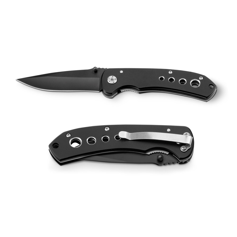 SPBrindes Corporativos - NINJA. Canivete em aço inox e metal com fecho de segurança