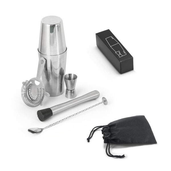 BRAMBLE. Set de coquetel com 6 peças em aço inox | SPBrindes Corp SPBrindes Corporativos - BRAMBLE. Set de coquetel com 6 peças em aço inox