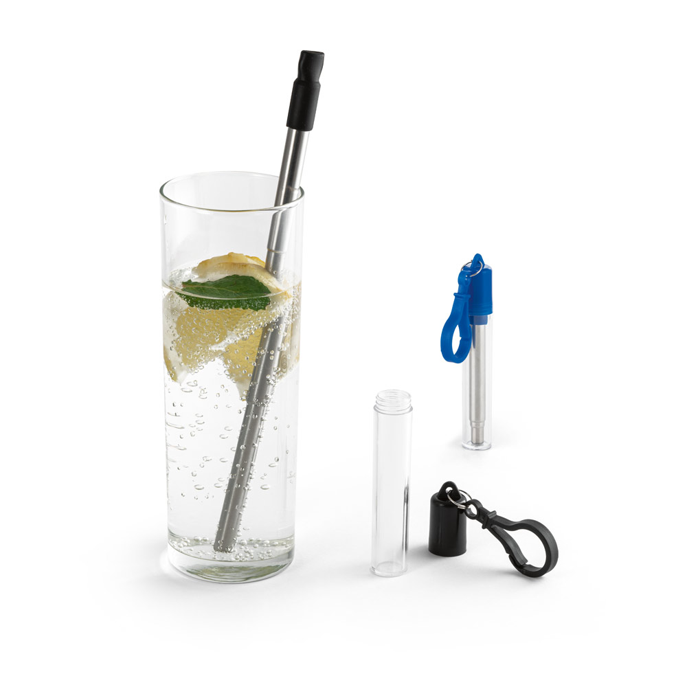 SPBrindes Corporativos - ZAMBA. Conjunto de canudo em aço inox e escova de limpeza