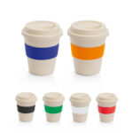 SPBrindes Corporativos - LATTE. Copo de viagem em fibra de bambu (60%) e PP (40%) com tampa (380 mL)