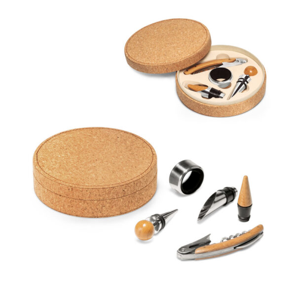 MORETO. Conjunto para vinho com 4 peças em bambu SPBrindes Corporativos - MORETO. Conjunto para vinho com 4 peças em bambu
