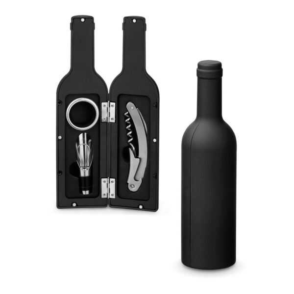 SPBrindes Corporativos - VINET. Conjunto para vinho com três componentes em metal