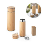 SPBrindes Corporativos - SOW. Garrafa térmica em aço inox e bambu