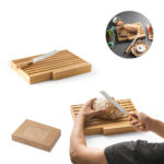 SPBrindes Corporativos - PASSARD. Tábua para pão em bambu com faca em aço inox