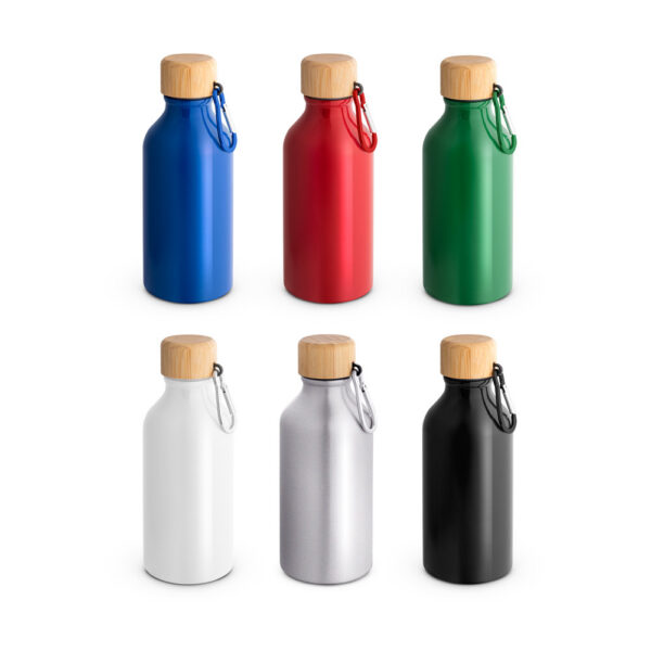 SPBrindes Corporativos - ROUSEY. Squeeze em alumínio 100% reciclado com cor sólida brilhante (400 mL)