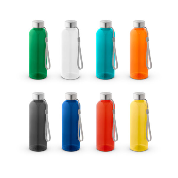 SPBrindes Corporativos - ENDERS. Squeeze em PET 100% reciclado com pega em corda (580 mL)