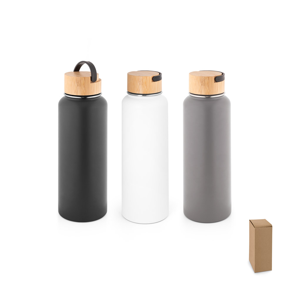 SPBrindes Corporativos - ARMSTRONG. Garrafa térmica em aço inox 90% reciclado de parede dupla isolada a vácuo