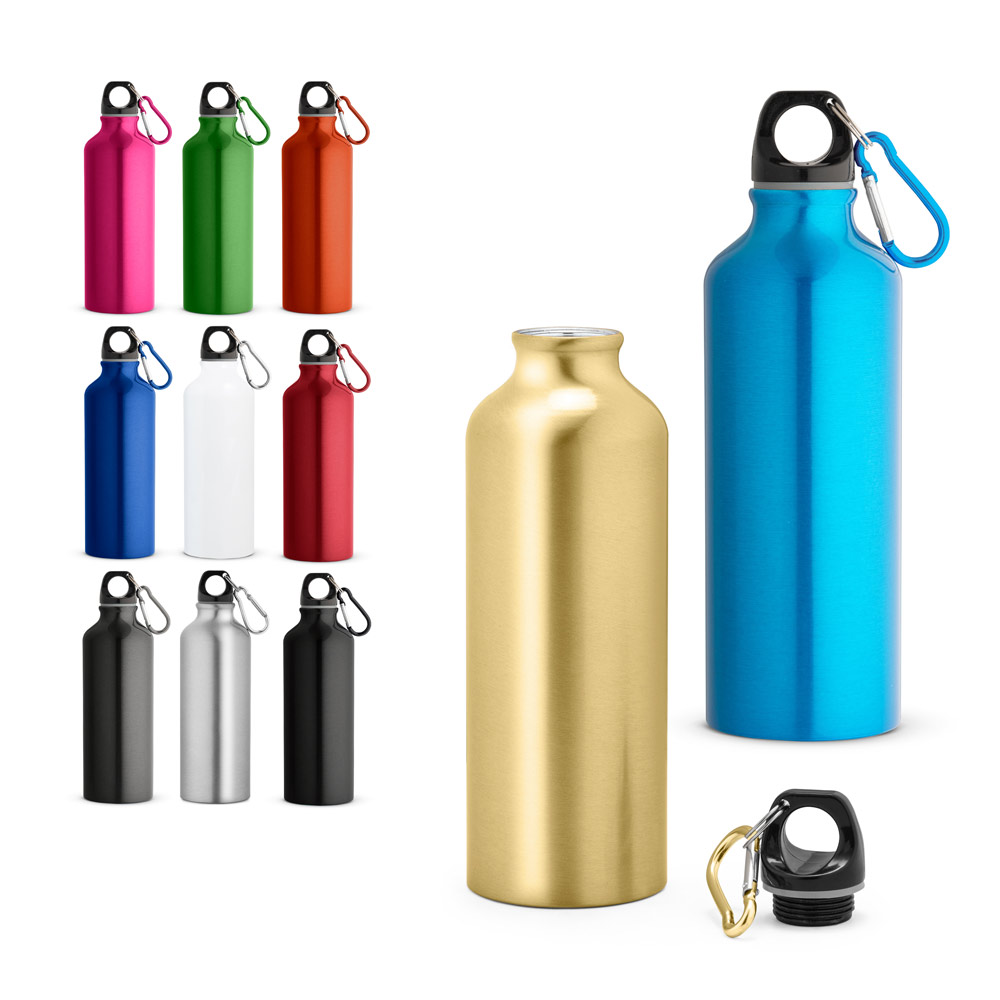 SPBrindes Corporativos - ERALD. Squeeze em alumínio com mosquetão (530 mL)