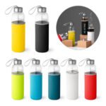 SPBrindes Corporativos - RAISE. Squeeze em vidro e tampa em aço inox com alça (520 mL)