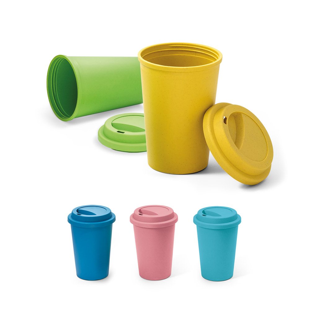 SPBrindes Corporativos - BACURI. Copo para viagem em fibra de bambu (60%) e PP (40%) (450 mL)