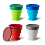 SPBrindes Corporativos - ORTON. Copo de viagem em silicone com tampa em PP (240 mL)
