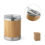 SPBrindes Corporativos - LYCKA. Copo de viagem térmico em aço inox e bambu