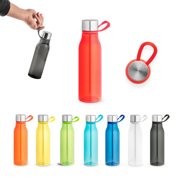 SENNA. Squeeze em PET 100% reciclado com alça de silicone (590 mL SPBrindes Corporativos - SENNA. Squeeze em PET 100% reciclado com alça de silicone (590 mL)