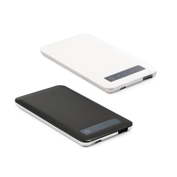 SPBrindes Corporativos - SAGAN. Bateria portátil com ecrã touch e indicador de carga 4'000 mAh