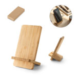 SPBrindes Corporativos - LANGE. Carregador por indução super-rápido e suporte em bambu para smartphone (15 W)