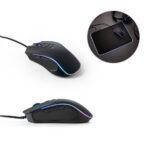 SPBrindes Corporativos - THORNE MOUSE RGB. Mouse para jogos em ABS com acabamento em borracha