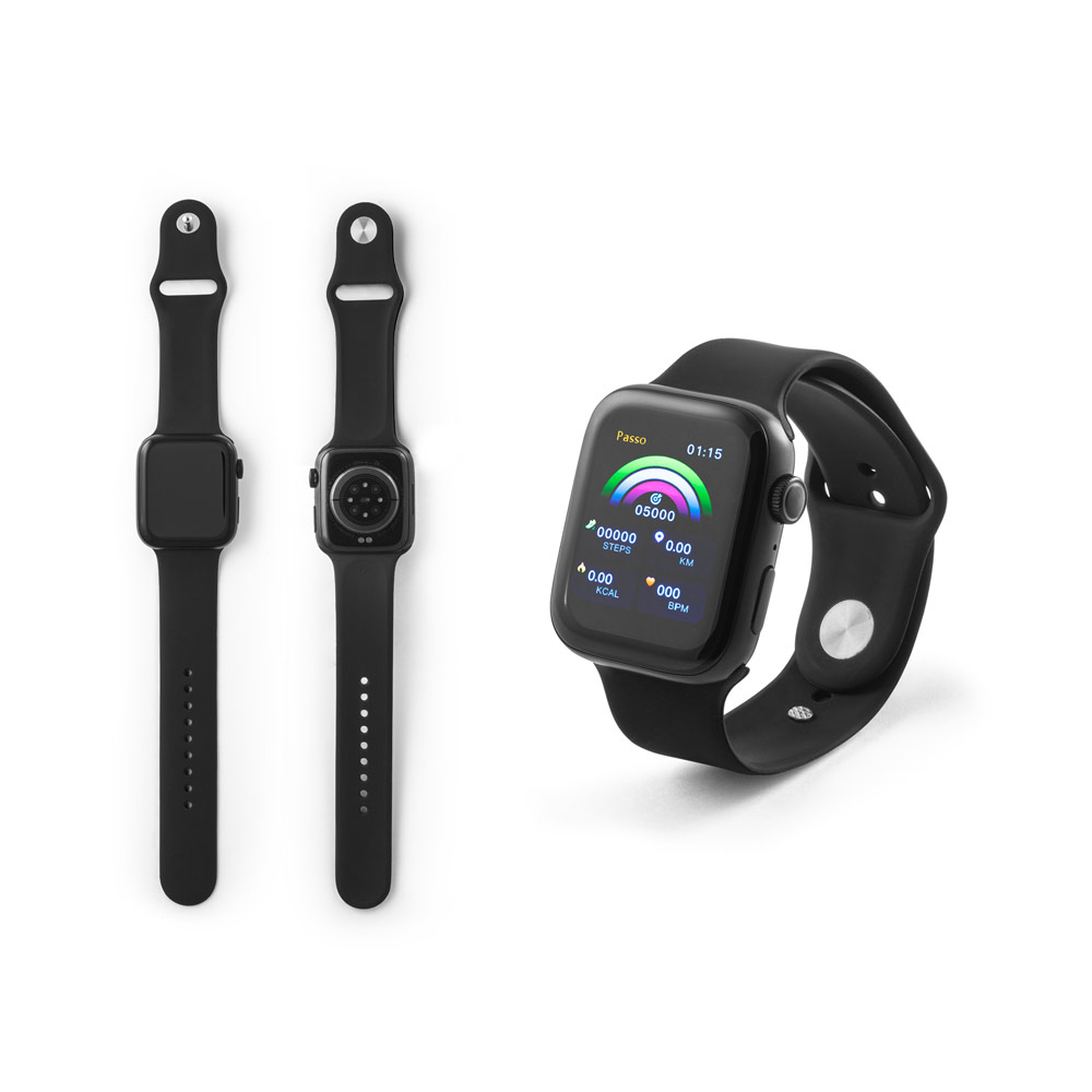 SPBrindes Corporativos - WILES. Relógio inteligente com bracelete em silicone e à prova de salpicos de água (IPX4)
