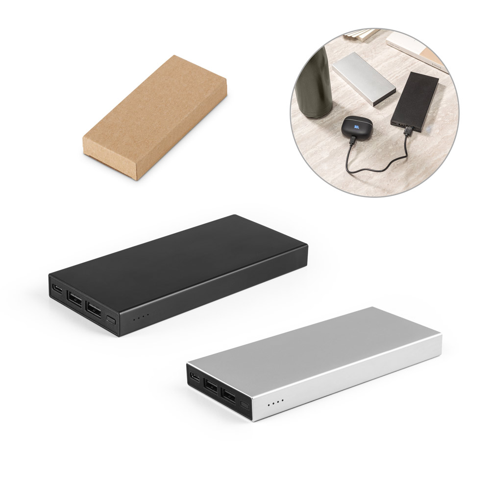 SPBrindes Corporativos - DOROTHY 10. Bateria portátil em alumínio 100% reciclado (10'000 mAh)