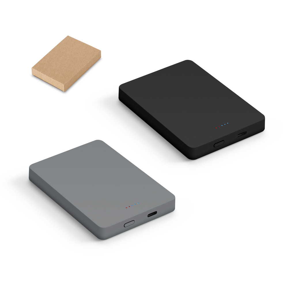 SPBrindes Corporativos - SMOOT 10. Bateria portátil com carregador por indução (wireless) em ABS 100% reciclado (10'000 mAh)