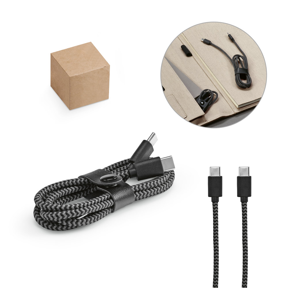 SPBrindes Corporativos - YONATH. Cabo USB-C de carregamento rápido em PET 100% reciclado