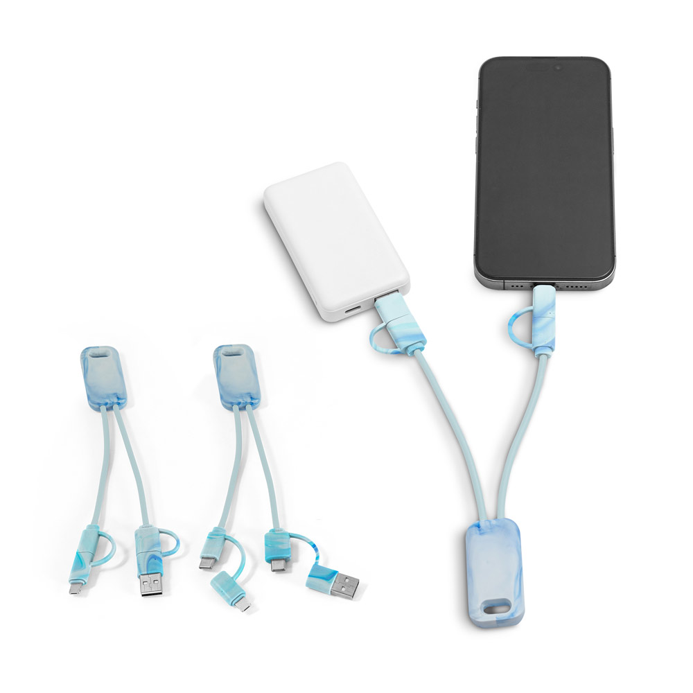 SPBrindes Corporativos - BERNERS. Cabo USB super-rápido 6 em 1 em PET 100% reciclado