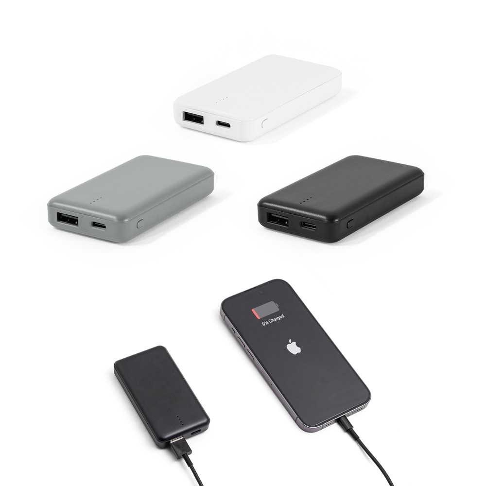 SPBrindes Corporativos - SHERYL. Bateria portátil em ABS 100% reciclado (4'000 mAh)